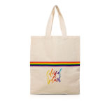 Sac en coton naturel avec bande multicolore et poignées 180 g/m²