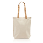 Sac en coton avec poignées en liège et rivet doré 180 g/m² couleur beige vue avec impression