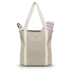 Sac de courses en coton recyclé avec poignées 310 g/m² couleur beige vue avec impression