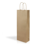 Sac en papier kraft pour bouteille de vin à anses torsadées 120g/m² couleur naturel