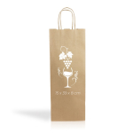 Sac en papier kraft pour bouteille de vin à anses torsadées 120g/m² couleur naturel
