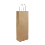 Sac en papier kraft pour bouteille de vin à anses torsadées 120g/m² couleur naturel vue avec impression