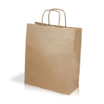 Sac classique en papier kraft avec poignées courtes 90 g/m² couleur naturel vue avec impression