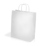 Sac en papier kraft avec poignées idéal pour faire les courses 90 g/m² couleur blanc