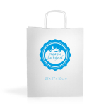 Sac en papier kraft avec poignées idéal pour faire les courses 90 g/m² couleur blanc