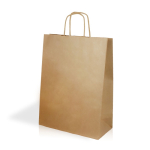 Sac de courses en papier kraft allongé avec soufflet 90 g/m² couleur naturel vue avec impression