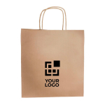 Sac de courses en papier kraft avec soufflet large 100 g/m² couleur naturel vue avec impression