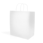 Sac cadeau écologique en papier kraft avec poignées 90 g/m² couleur blanc vue avec impression