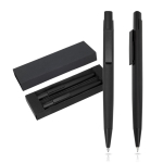 Ensemble stylo et porte-mine en aluminium avec étui, encre noire couleur noir