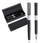 Ensemble roller et stylo en métal design avec boîte, encre noire couleur noir