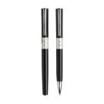 Ensemble roller et stylo en métal design avec boîte, encre noire couleur noir