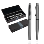 Ensemble roller et stylo avec boîte cadeau assortie, encre bleue couleur gris foncé