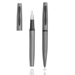 Ensemble roller et stylo avec boîte cadeau assortie, encre bleue couleur gris foncé