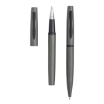 Ensemble roller et stylo avec boîte cadeau assortie, encre bleue couleur gris foncé