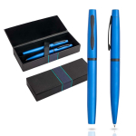 Ensemble roller et stylo avec boîte cadeau assortie, encre bleue couleur bleu roi