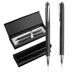Ensemble stylo et porte-mine avec détails en métal, encre bleue couleur argenté