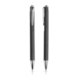 Ensemble stylo et porte-mine avec détails en métal, encre bleue couleur argenté