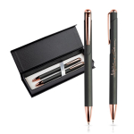 Ensemble stylo et porte-mine avec détails en métal, encre bleue