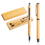 Stylos et rollers en bambou avec clip et étui, encre bleue couleur noir vue 11
