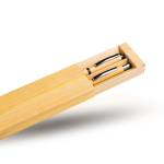 Stylos et rollers en bambou avec clip et étui, encre bleue couleur noir vue avec impression