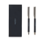 Ensemble roller et stylo métal et carbone, style moderne, encre bleue Vue 1