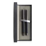 Ensemble roller et stylo métal et carbone, style moderne, encre bleue vue 2