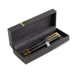Ensemble stylo et roller en métal avec un design élégant, encre bleue vue 2
