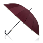Parapluie automatique avec poignée en bois et 16 panneaux Ø120 couleur bordeaux