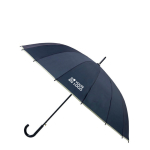 Parapluie automatique avec poignée en bois et 16 panneaux Ø120 couleur bleu marine vue avec impression