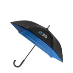 Parapluie automatique en pongé avec intérieur coloré Ø132 couleur bleu marine vue avec impression