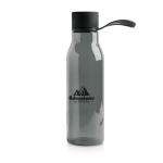 Bouteille en tritan avec bouchon en métal et anse en silicone 600 ml couleur noir vue avec impression