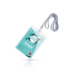 Identificateur avec cordon détachable en polyester 10,8x15,4 cm vue du logo imprimé