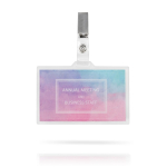 Identificateur en plastique avec attache de poche amovible 9x5,5 cm vue du logo imprimé