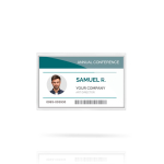 Identificateur transparent en plastique avec clip arrière 9x5,5 cm couleur transparent vue du logo imprimé