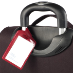 Étiquette de valise de plusieurs couleurs avec face transparente couleur bordeaux
