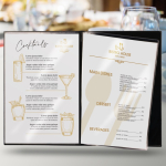 Porte-menus avec quatre pochettes intérieures transparentes
