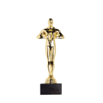 Trophée statuette dorée idéal pour récompenser quelqu'un couleur doré vue avec impression