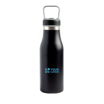 Bouteille thermique compartiment pour le couvercle et poignée 510 ml couleur noir vue avec impression