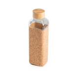 Bouteille en verre avec bouchon en bambou et gaine en liège 640 ml couleur marron clair