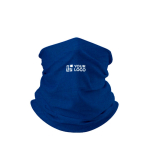 Cache-cou en polyester et élasthanne pour protéger la bouche et le nez couleur bleu marine vue avec impression