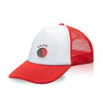 Casquette avec filet arrière respirant et panneau frontal 370 g/m² couleur rouge vue du logo imprimé
