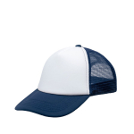 Casquette avec filet arrière respirant et panneau frontal 370 g/m² couleur bleu marine vue avec impression