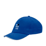 Casquette enfant en coton avec détail coloré sur la visière 255 g/m2 couleur bleu roi vue avec impression