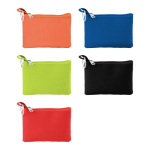Porte-monnaie en polyester coloré avec porte-clés et fermeture éclair vue plusieurs couleurs