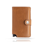 Portefeuille en cuir synthétique avec porte-cartes automatique RFID couleur marron