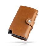Portefeuille en cuir synthétique avec porte-cartes automatique RFID couleur marron