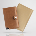 Portefeuille en cuir synthétique avec porte-cartes automatique RFID couleur marron