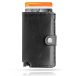 Portefeuille en cuir synthétique avec porte-cartes automatique RFID couleur noir