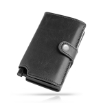 Portefeuille en cuir synthétique avec porte-cartes automatique RFID couleur noir vue avec impression