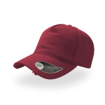 Casquette en coton effet usé à 5 panneaux avec fermeture à boucle couleur bordeaux